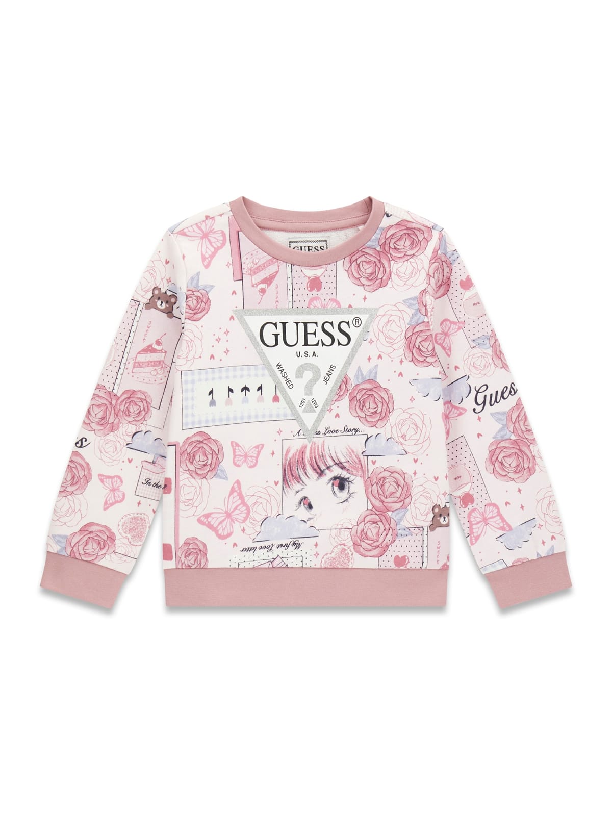 AM Kids - Felpa girocollo garzata con disegni guess