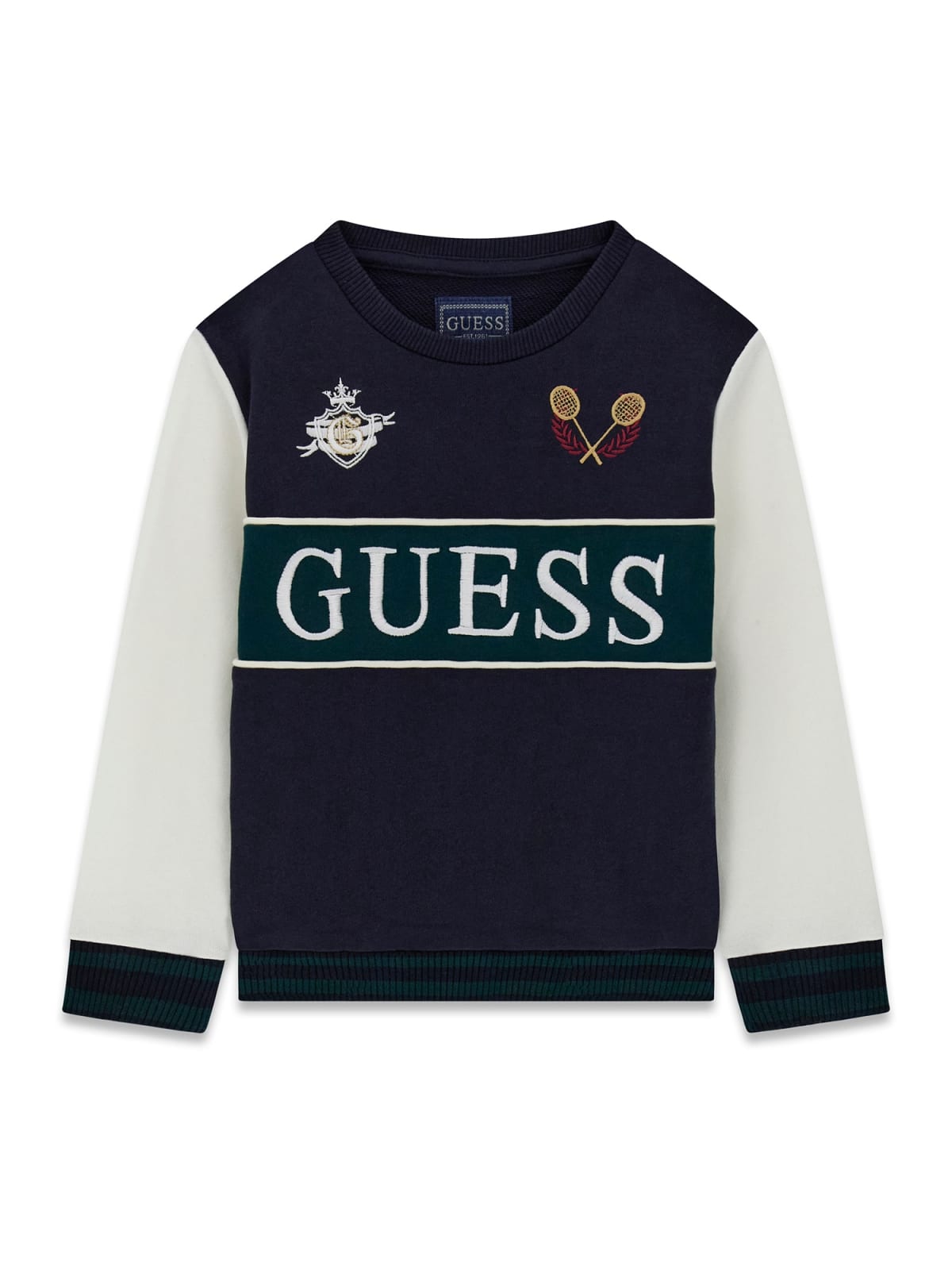 AM Kids - Felpa girocollo garzata con scritta guess in rilievo
