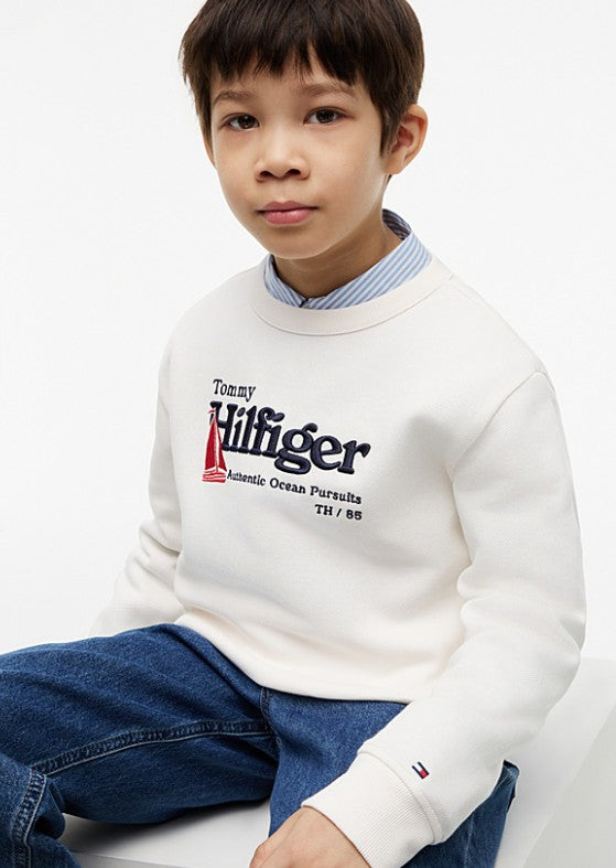 AM Kids - Felpa in pique e tessuto garzato con logo Tommy Hilfiger