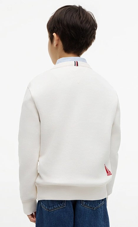 AM Kids - Felpa in pique e tessuto garzato con logo Tommy Hilfiger