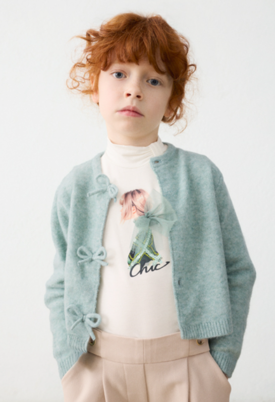 AM Kids - Giacchino in maglia con fiocco