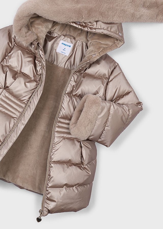 AM Kids - Giaccone metallizato con pelo