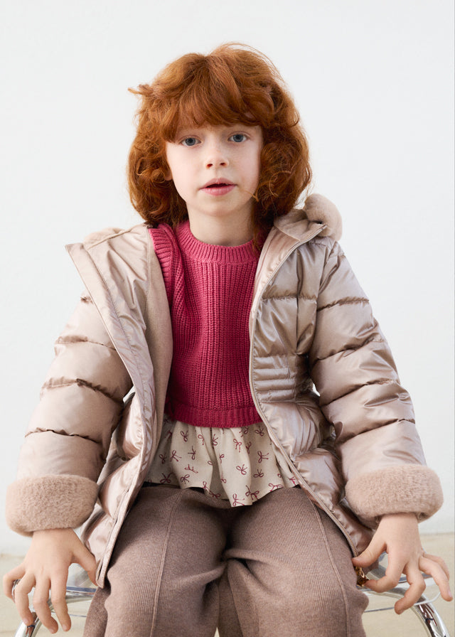 AM Kids - Giaccone metallizato con pelo