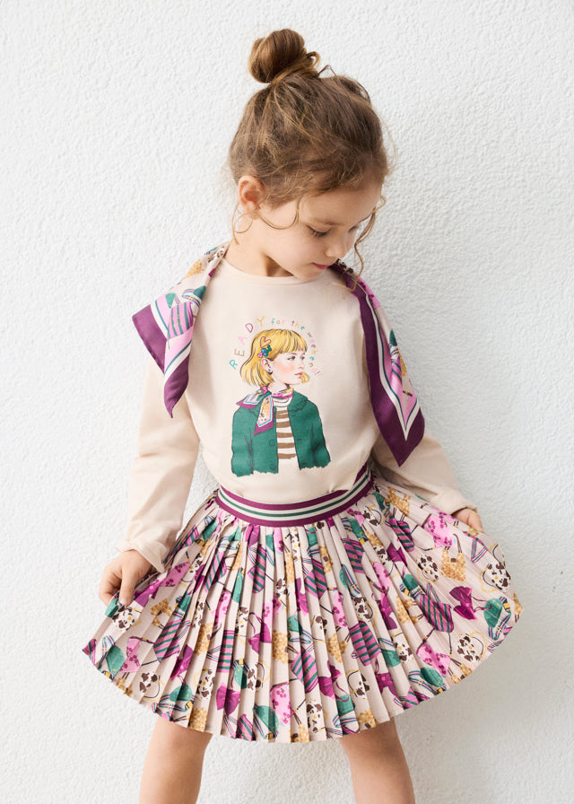 AM Kids - Gonna plissettata con disegni Mayoral