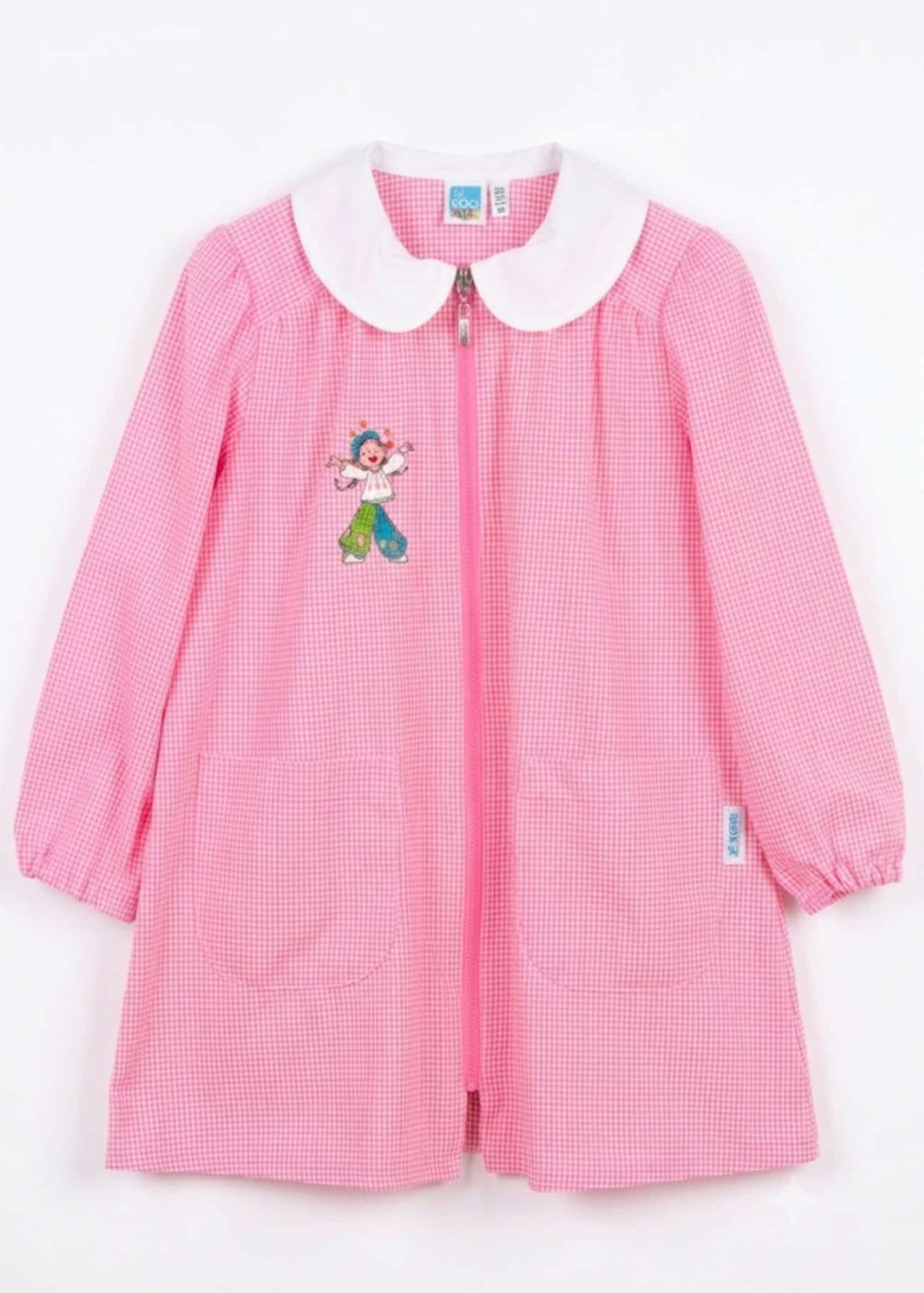 AM Kids - Grembiule Siggi a quadri rosa e bianco con bimba