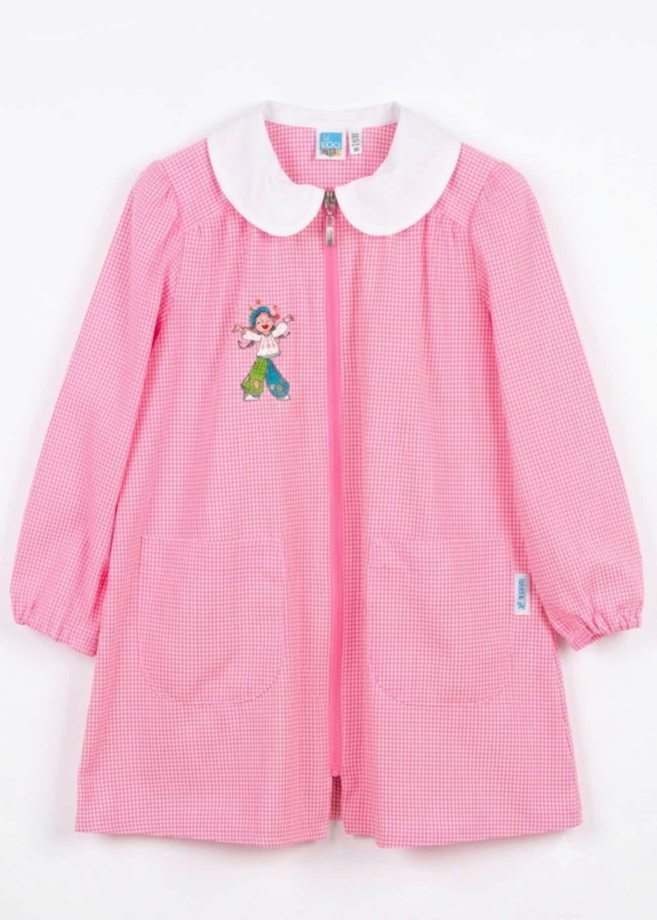 AM Kids - Grembiule Siggi a quadri rosa e bianco con bimba