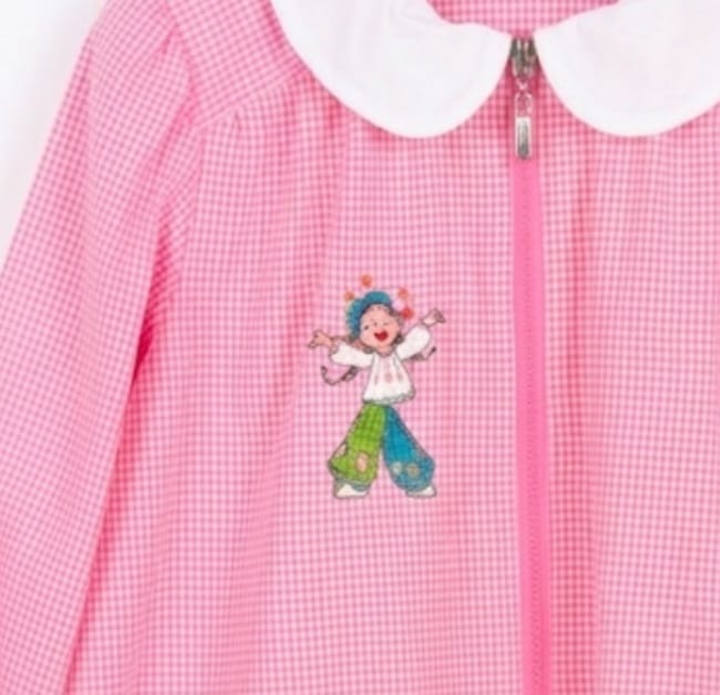 AM Kids - Grembiule Siggi a quadri rosa e bianco con bimba