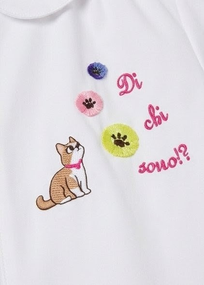 AM Kids - Grembiule a quadri rosa e bianco con gattino