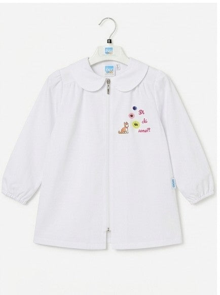 AM Kids - Grembiule a quadri rosa e bianco con gattino