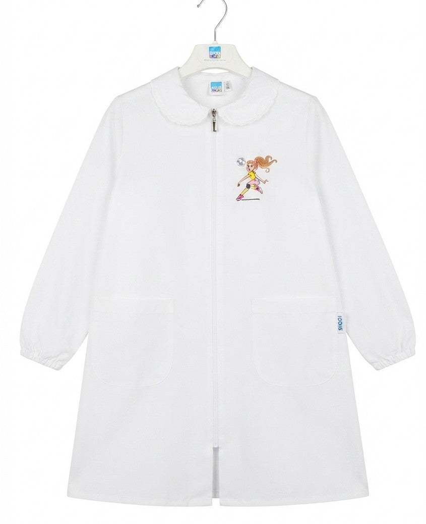 AM Kids - Grembiule scuola Siggi blu con bimba e collo con merletto