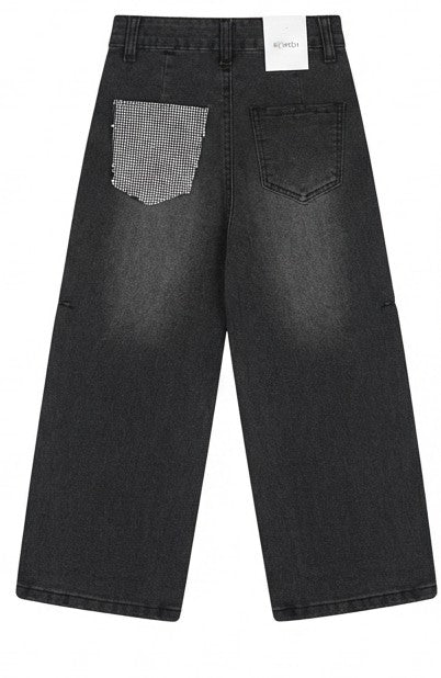 AM Kids - Jeans ballon con tasca brillantinata