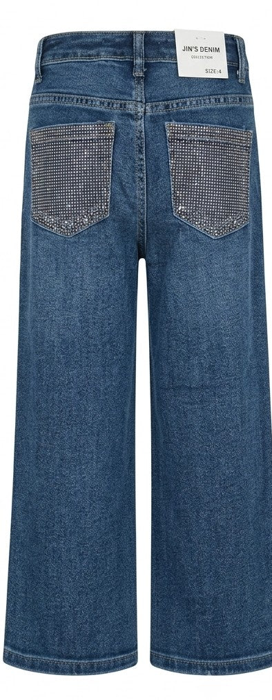 AM Kids - Jeans con tasca brillantinata