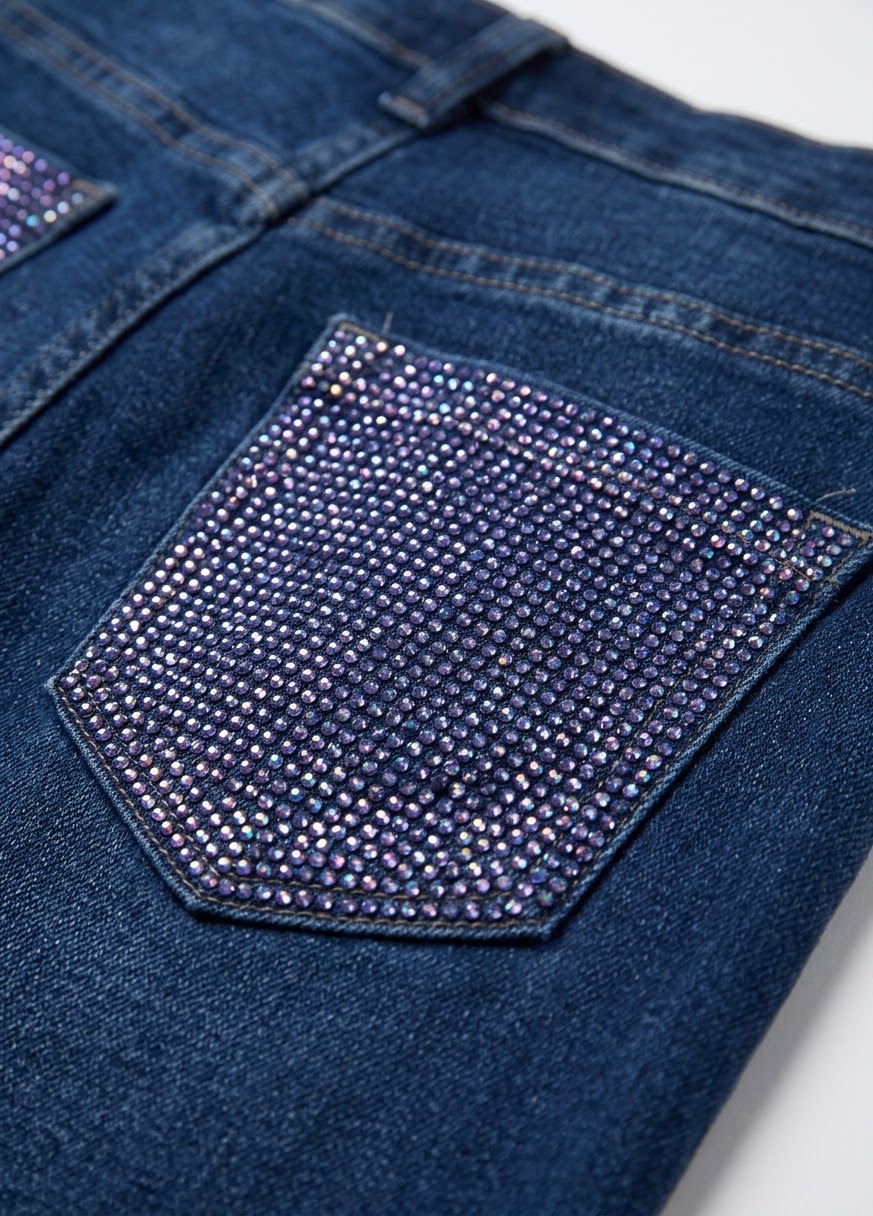 AM Kids - Jeans con tasca brillantinata