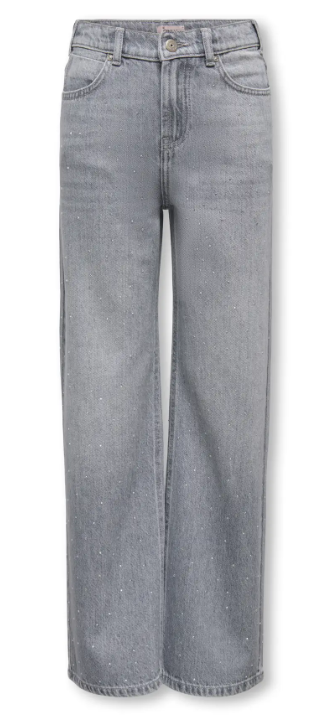 AM Kids - Jeans wide denim con brillanti