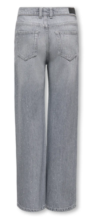 AM Kids - Jeans wide denim con brillanti