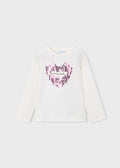 AM Kids - Maglietta manica lunga con cuore brillantinato