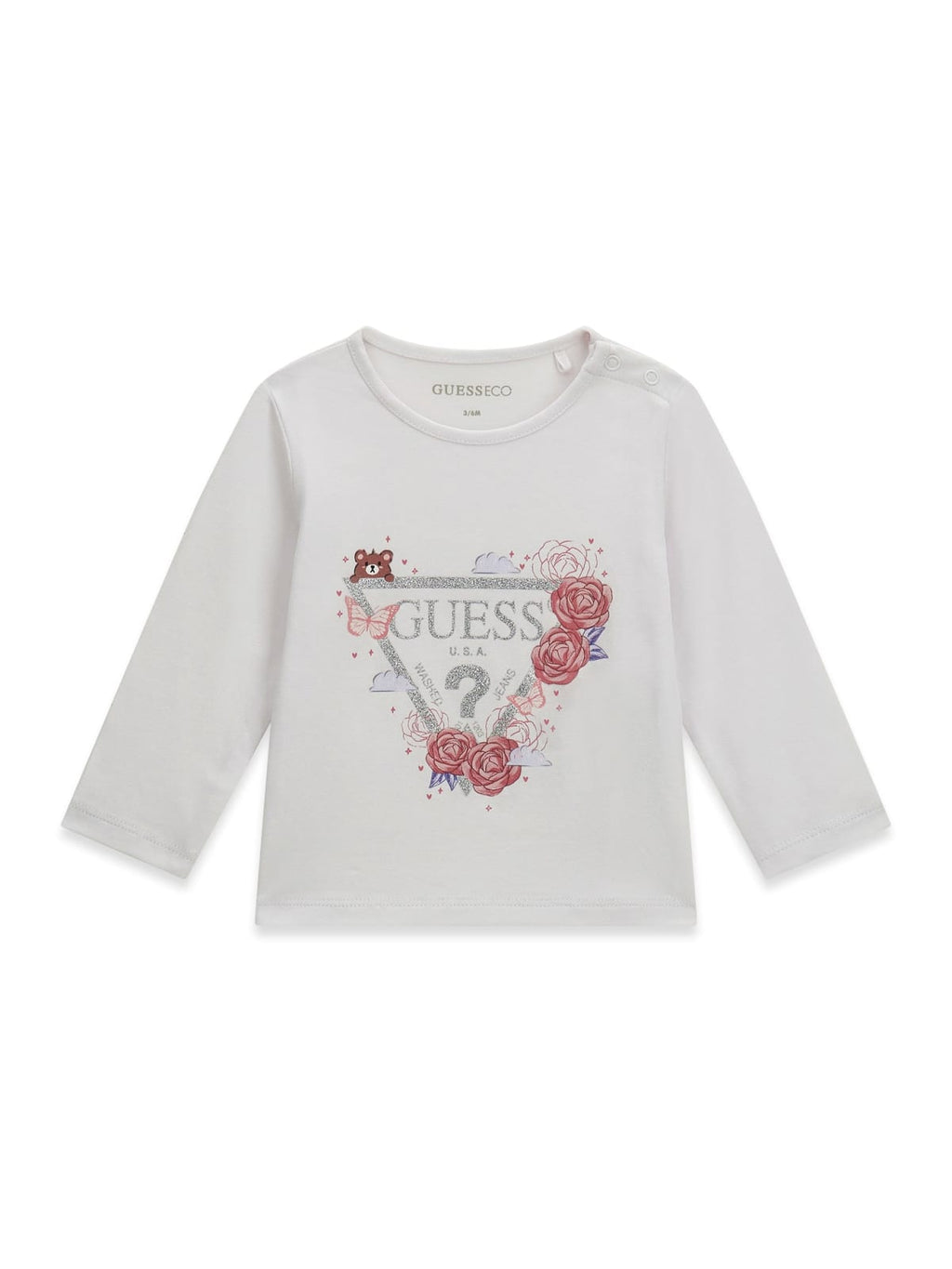 AM Kids - Maglietta manica lunga con rose Guess