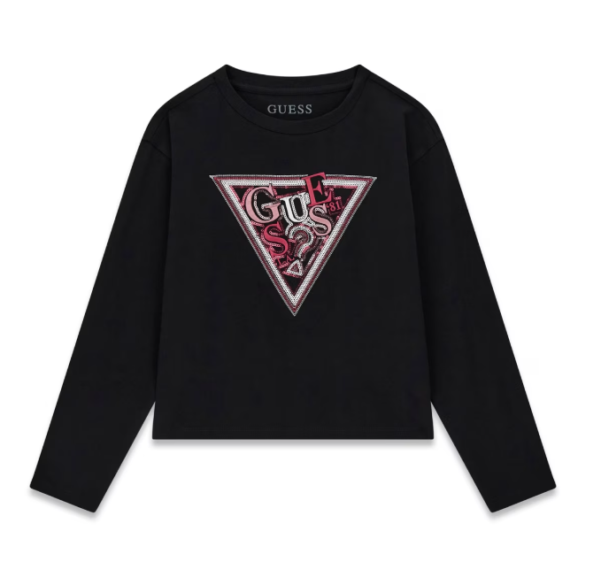 AM Kids - Maglietta manica lunga con triangolo brillantinato
