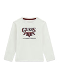 AM Kids - Maglietta manica lunga in cotone con scritta guess