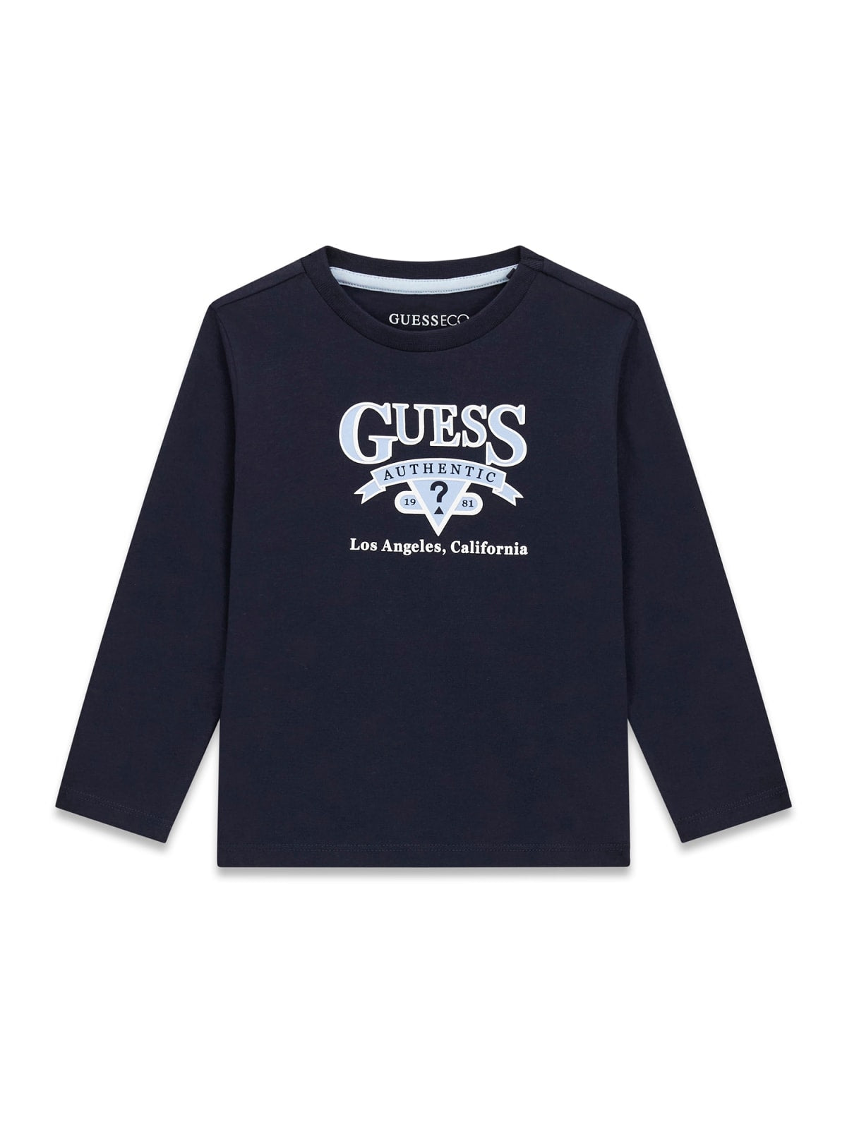 AM Kids - Maglietta manica lunga in cotone con scritta guess