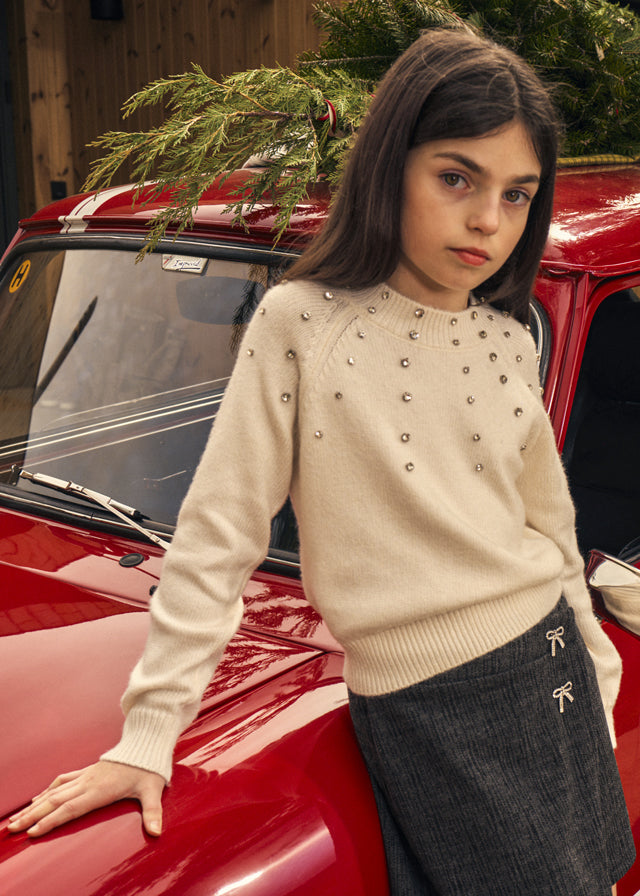 AM Kids - Maglione con applicazione strass