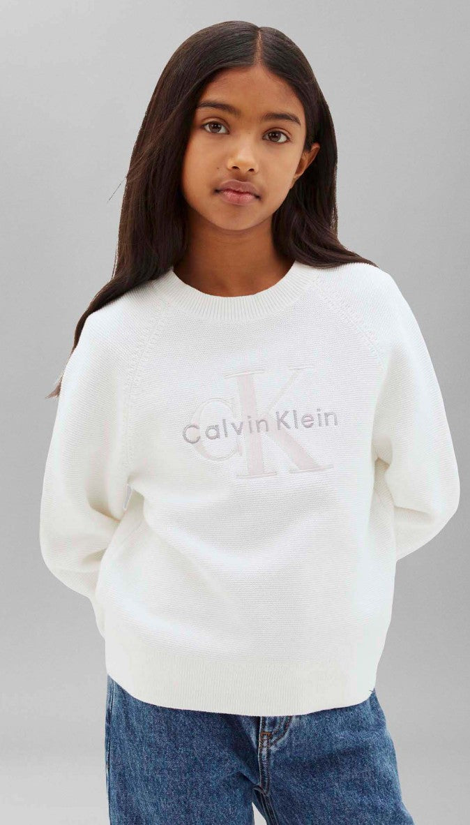 AM Kids - Maglione con logo in puro cotone pettinato