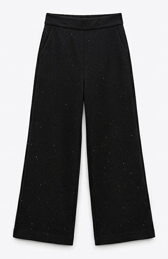 AM Kids - PANTALONE A GAMBA LARGA GLITTERATO BAMBINA