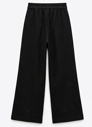 AM Kids - PANTALONE A GAMBA LARGA GLITTERATO BAMBINA