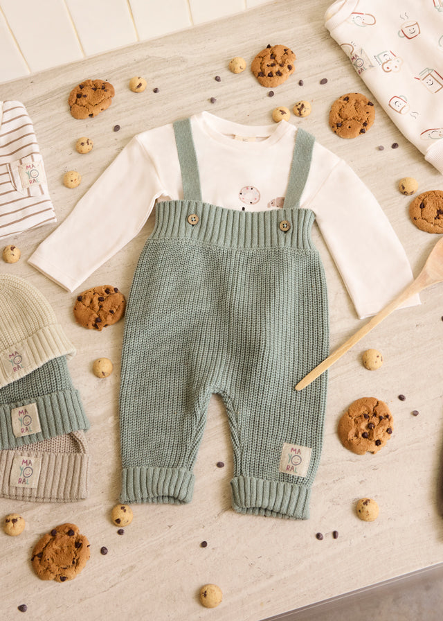 AM Kids - Pantalone con bretelle tricot
