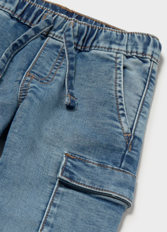 AM Kids - Pantalone soft denim cargo