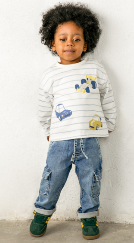 AM Kids - Pantalone soft denim cargo