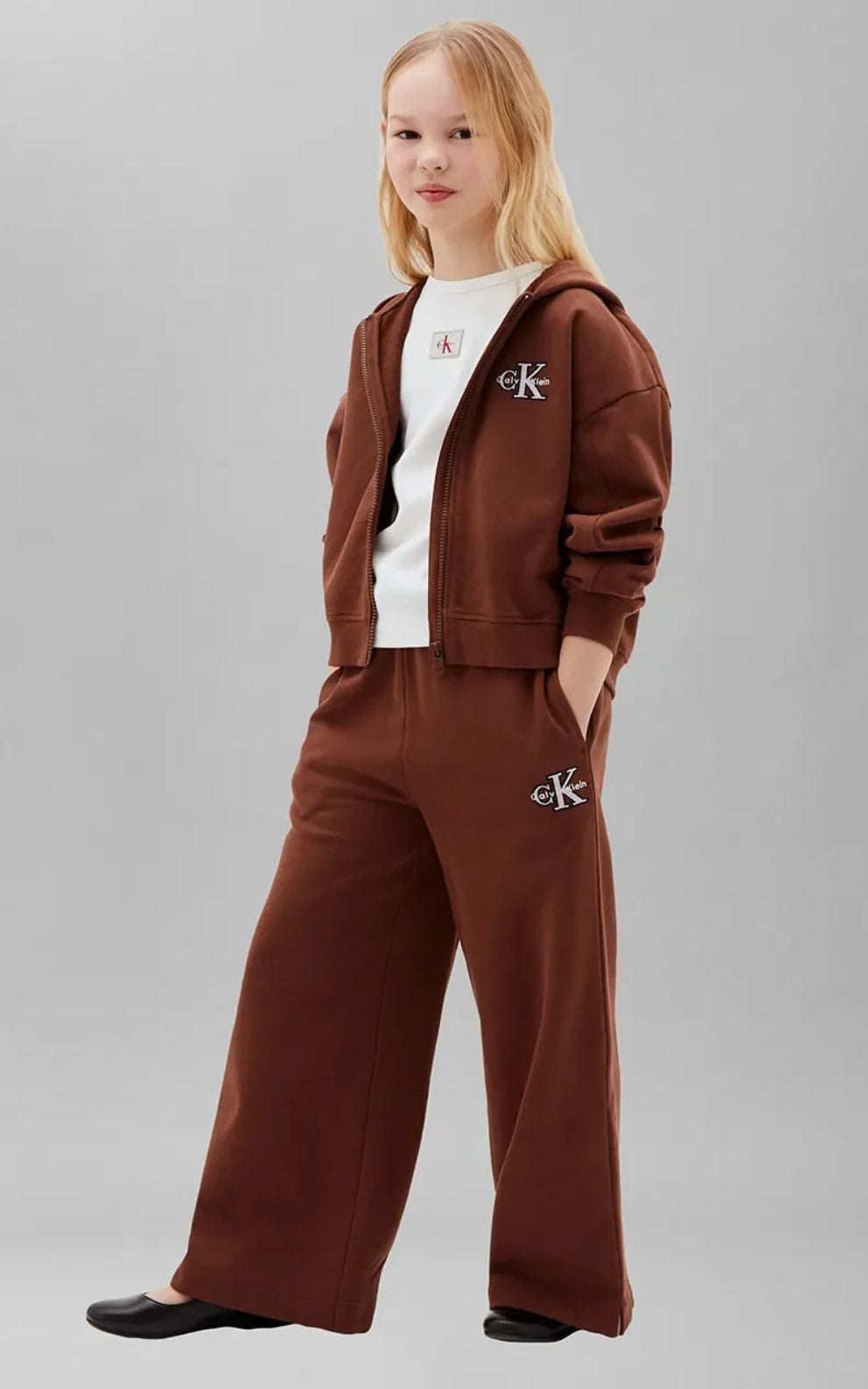 AM Kids - Pantaloni tuta gamba larga cotone garzato