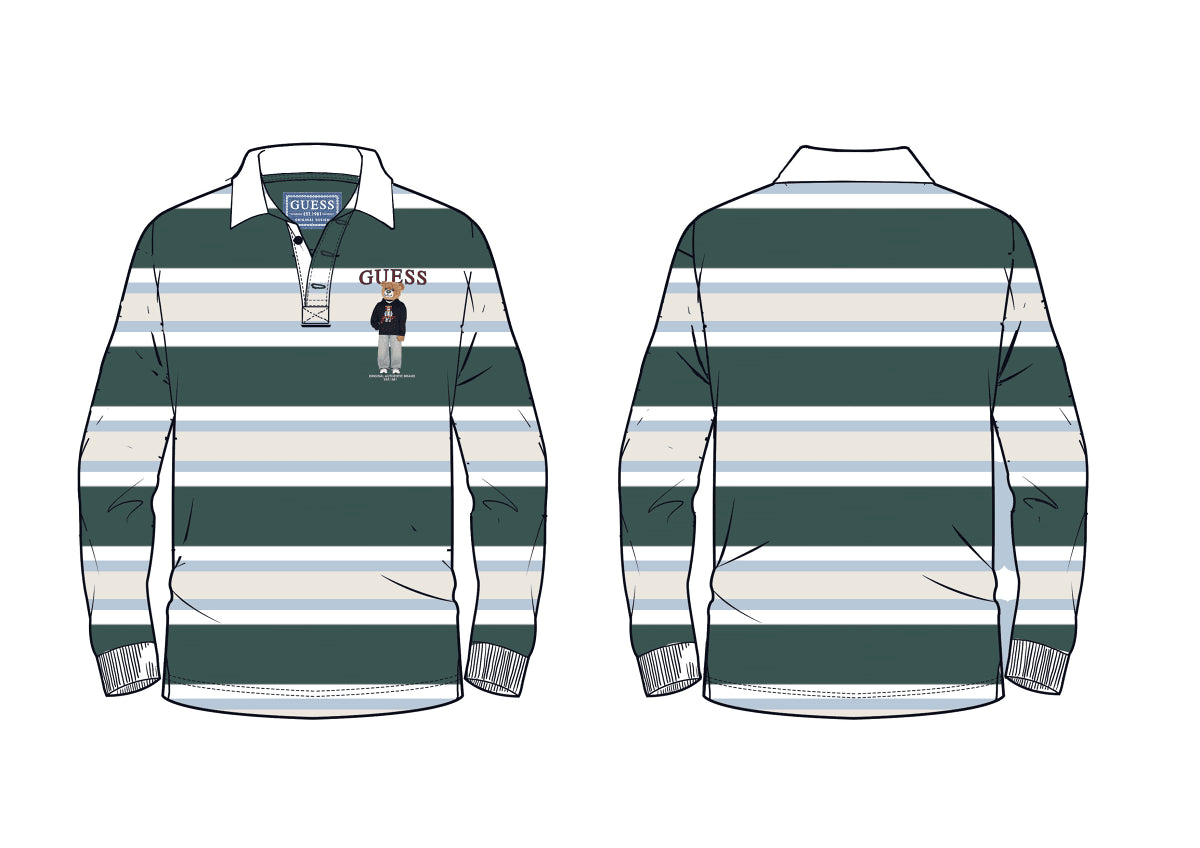 AM Kids - Polo manica lunga a righe guess