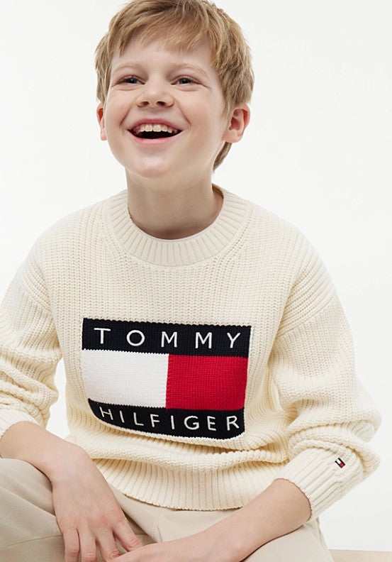 AM Kids - Pullover in maglia grossa con logo Tommy Hilfiger