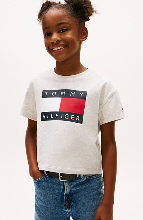 AM Kids - T-shirt cropped con scritta