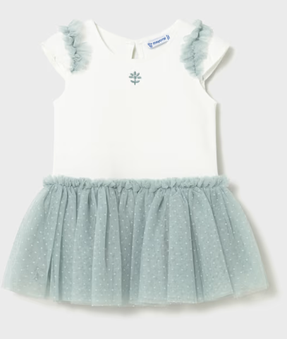 AM Kids - Vestitino a costine con tulle