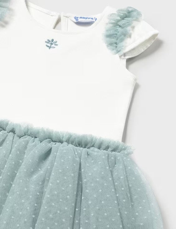AM Kids - Vestitino a costine con tulle