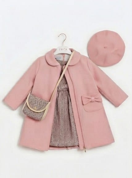 AM Kids - Vestitino con cappottino,cappello e borsetta