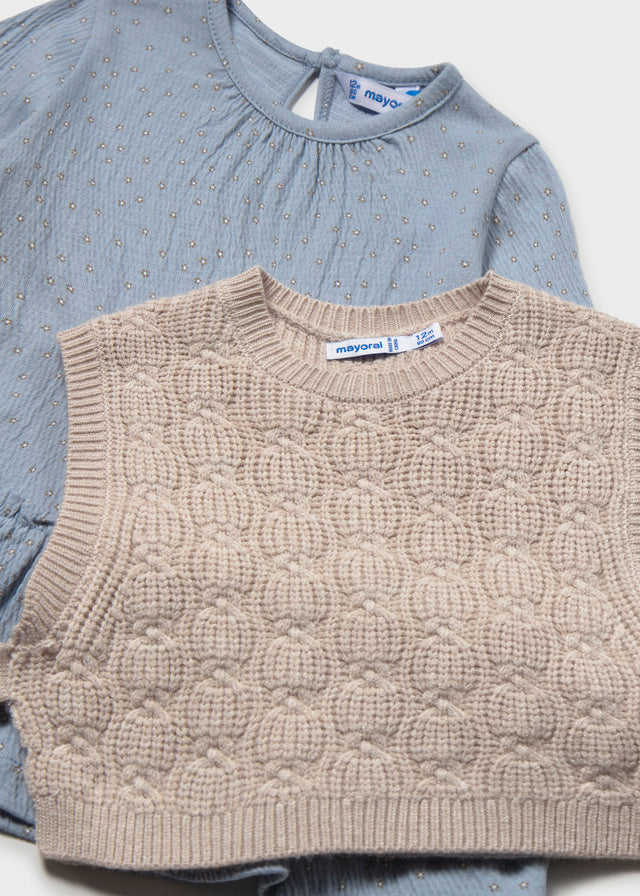 AM Kids - Vestitino con gilet tricot