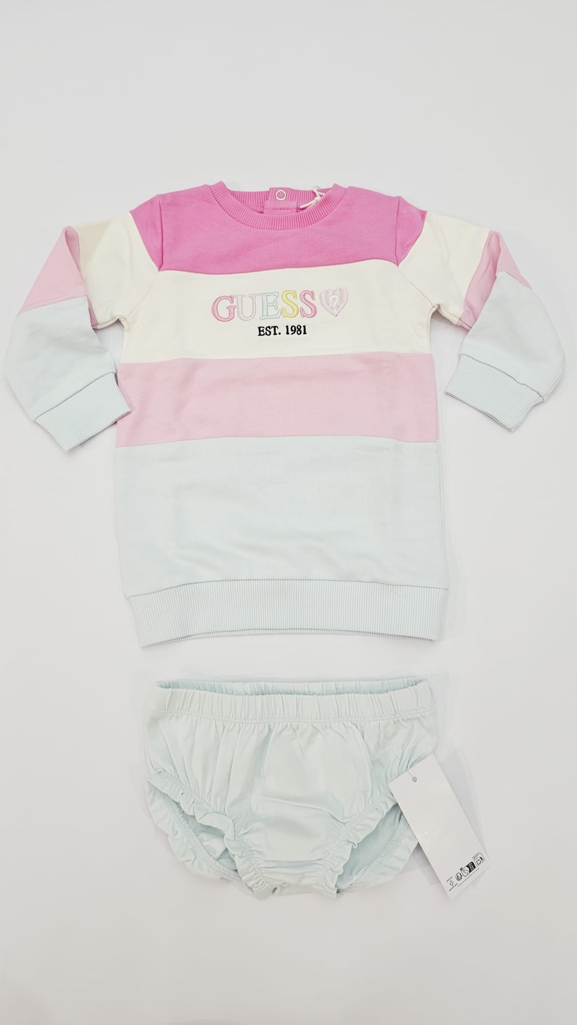 AM Kids - Vestitino con mutandina con scritta guess in rilievo