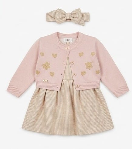AM Kids - Vestito con cardigan e fascia