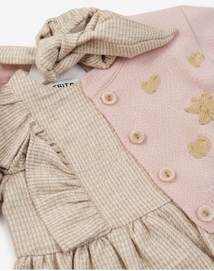 AM Kids - Vestito con cardigan e fascia