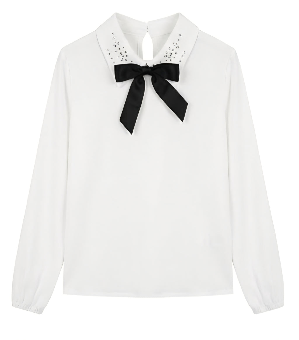 AM Kids - camicia di cotone con colletto in strass e pipillon in raso