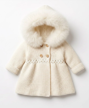 AM Kids - cappottino in maglia con cappuccio +pelliccia neonata