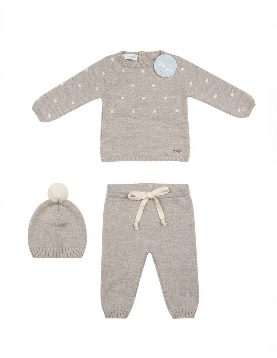 AM Kids - completo 3 pezzi con punto nocciola neonato