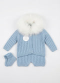 AM Kids - completo 3 pezzo in maglia, cardigan pantaloncini e scarpine