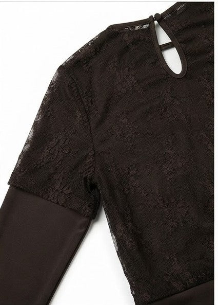AM Kids - maglietta manica lunga con t-shirt in pizzo ragazza
