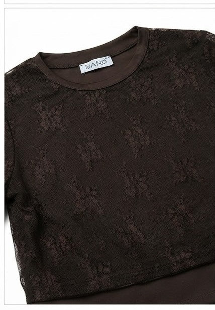 AM Kids - maglietta manica lunga con t-shirt in pizzo ragazza