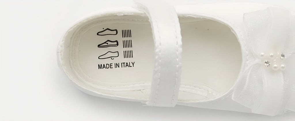 AM Kids - scarpina battesimale con fiocco e perline