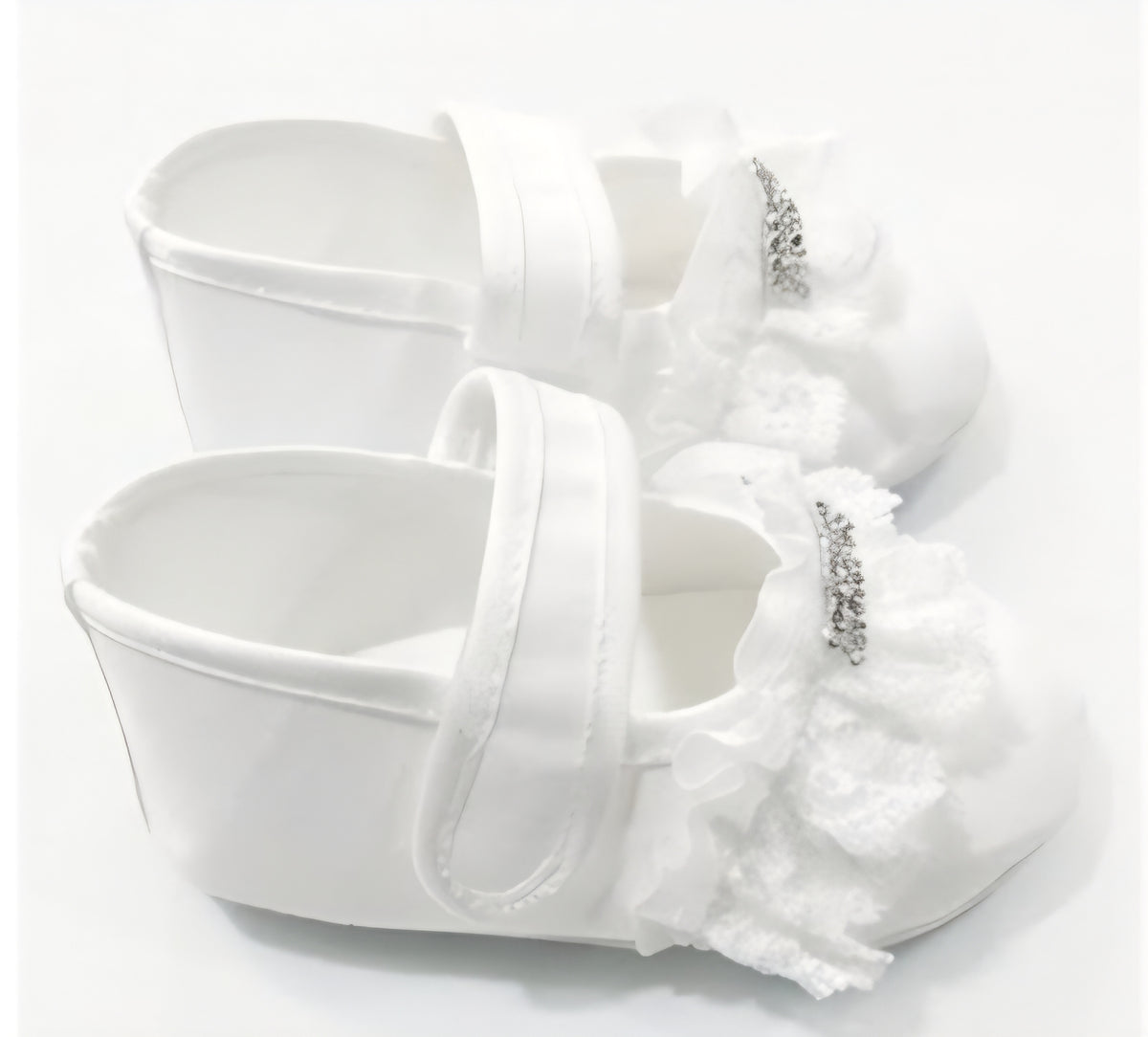 AM Kids - scarpina battesimale con strass e merletto